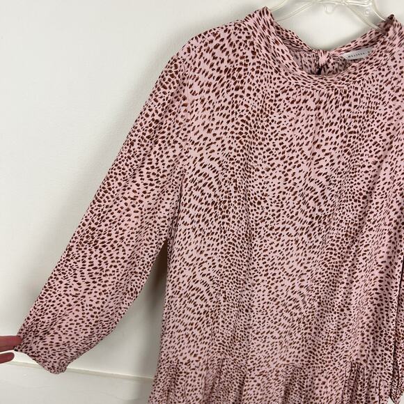 Tuckernuck Melissa Nepton Pink Tiered Long Sleeve Patterned Dress S - Picture 3 of 6